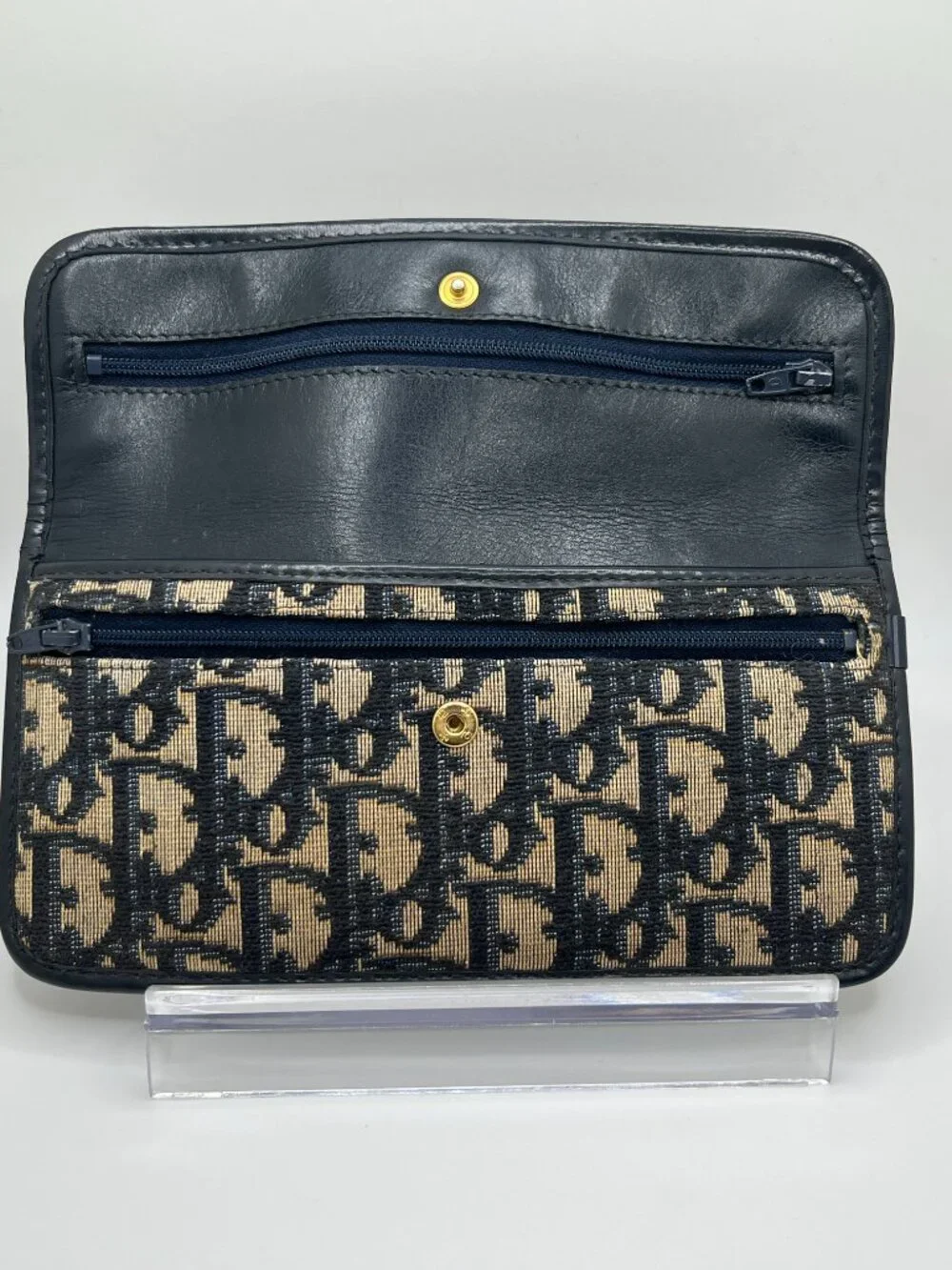 Vintage Christian Dior Navy Trotter Monogram Clutch - Picture 7 of 10